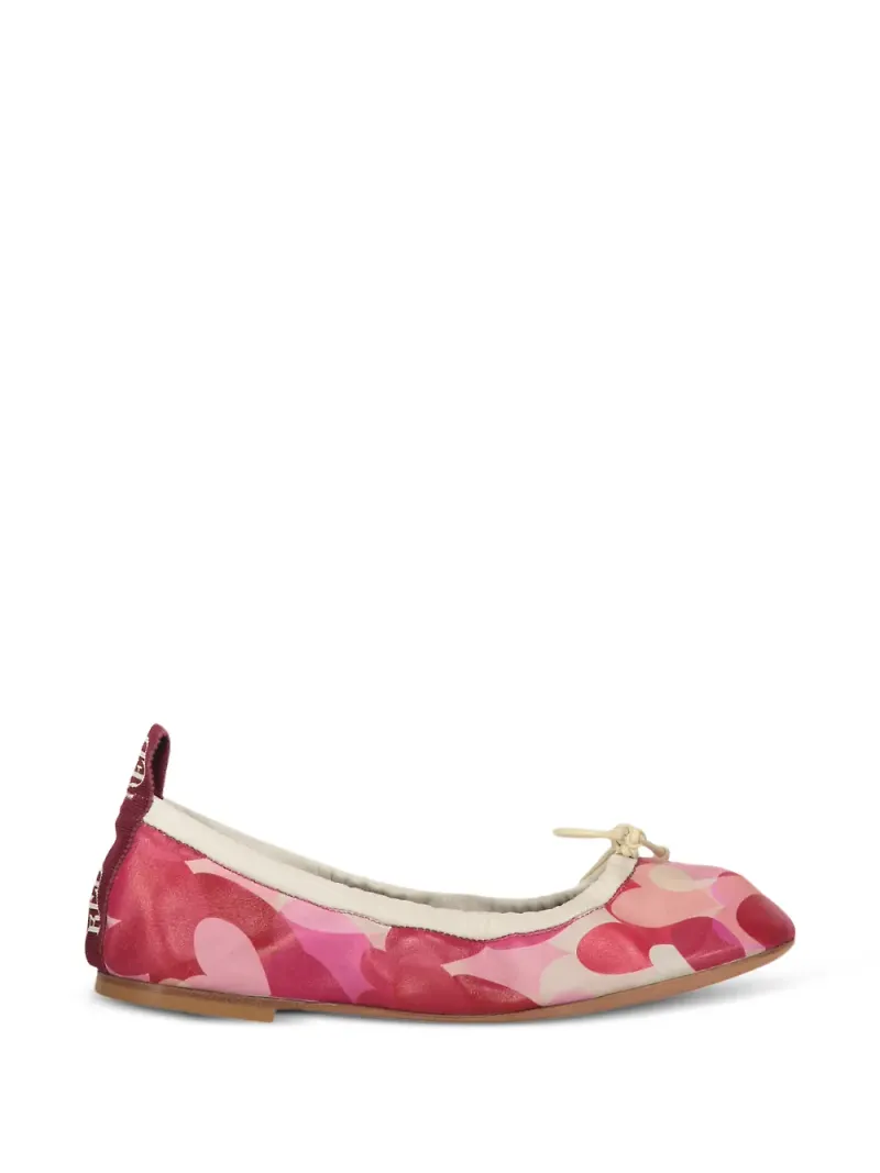RED(V) heart-print bow-detail ballet flats - Rosa