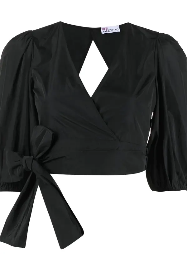 RED Valentino beskuren v-ringad omlottblus - Svart