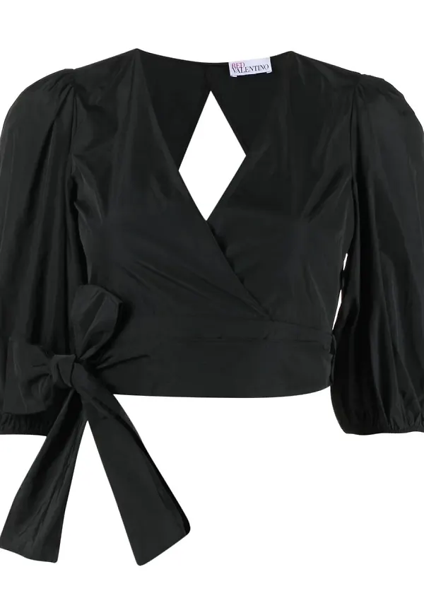 RED Valentino beskuren v-ringad omlottblus - Svart