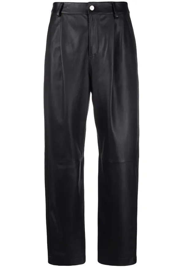 RED Valentino beskurna skinnbyxor - Svart