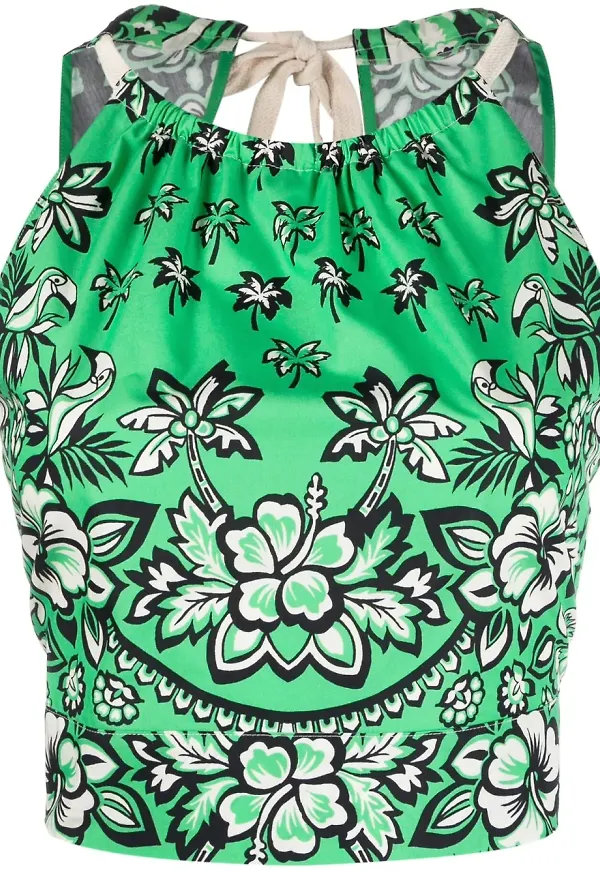 RED Valentino blommig croptop - Grön