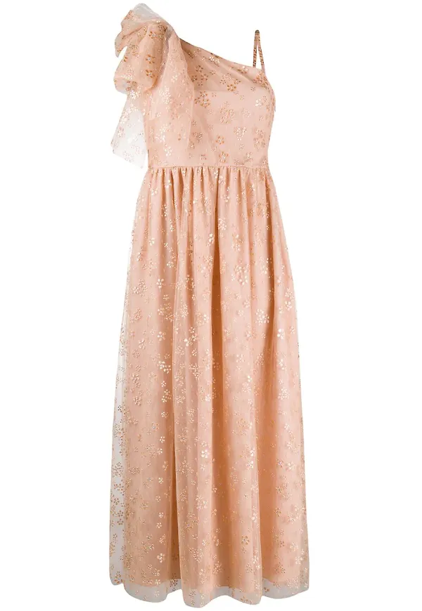 RED Valentino blommig enaxlad klänning - Neutral