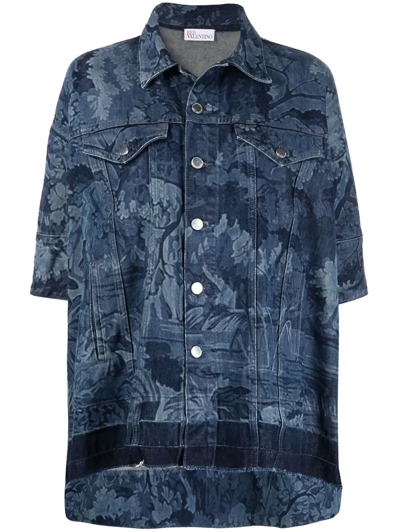RED Valentino blommig jeansjacka - Blå