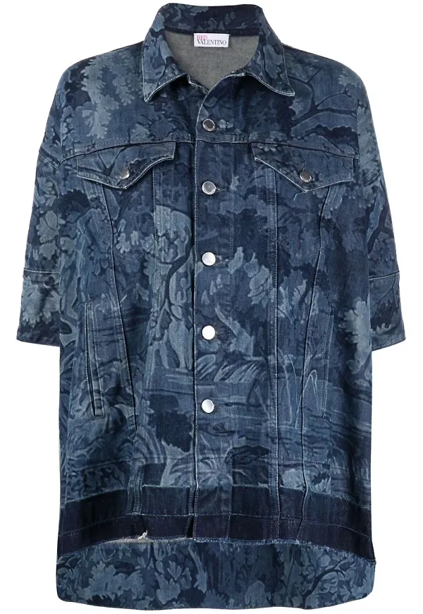 RED Valentino blommig jeansjacka - Blå