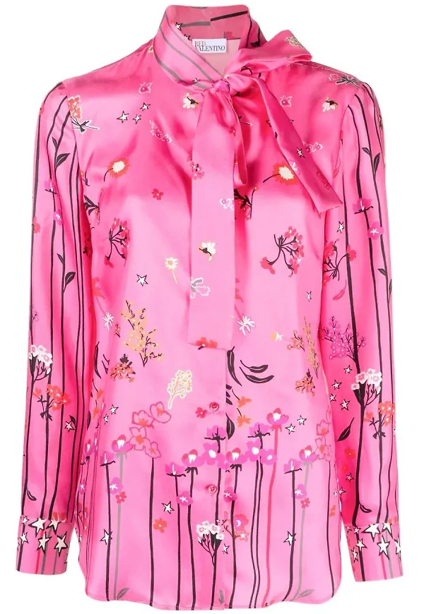 RED Valentino blommig knytblus - Rosa