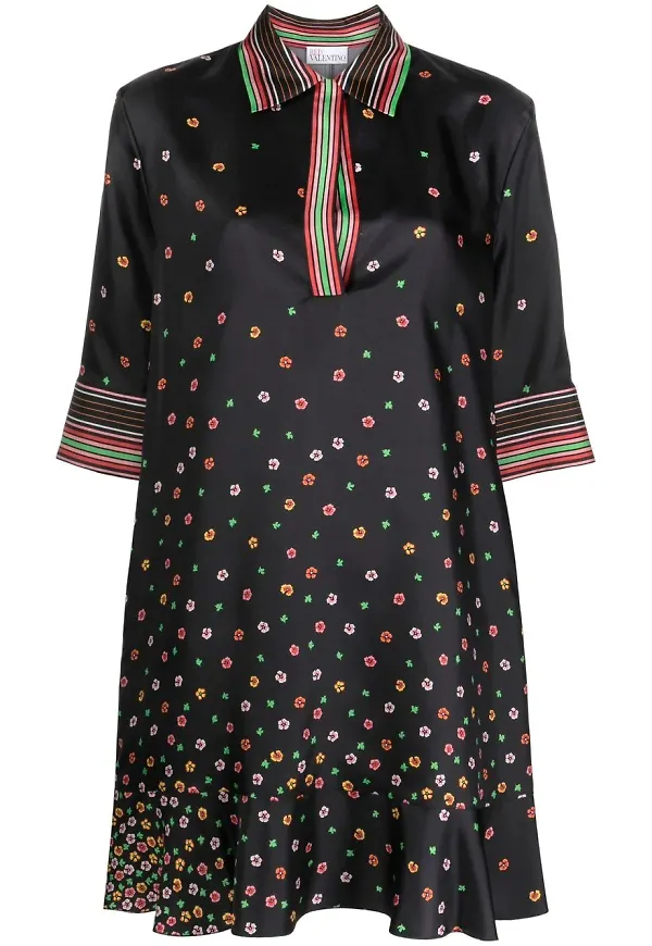 RED Valentino blommig miniklänning - Svart