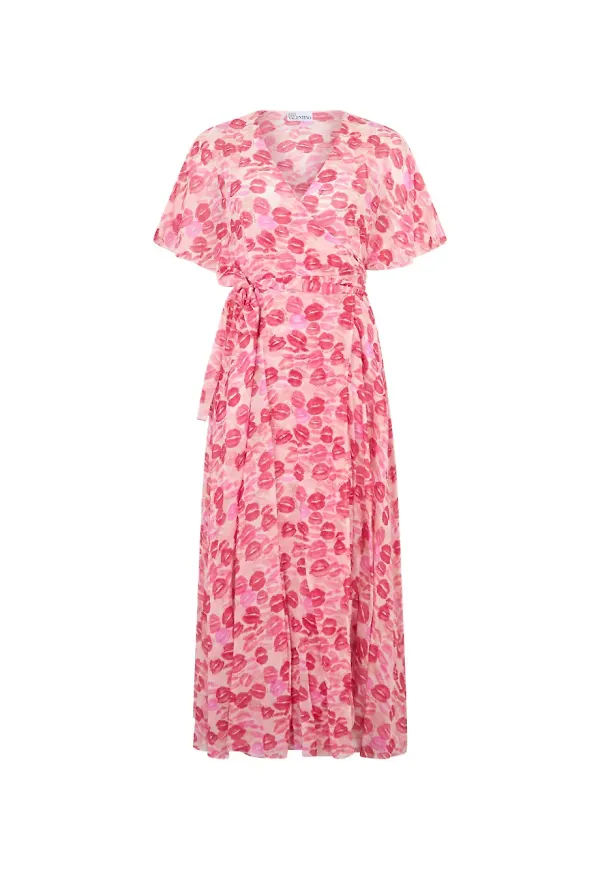 RED Valentino blommig omlottklänning - Rosa