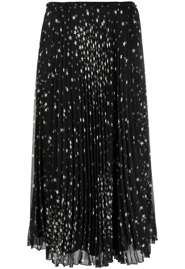 RED Valentino blommig plisserad midikjol - Svart