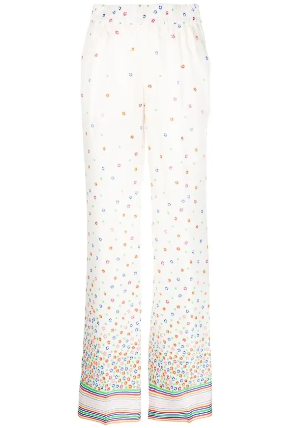 RED Valentino blommiga sidenbyxor - Neutral