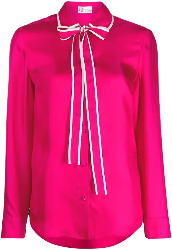 RED Valentino blus med knytkrage - Rosa
