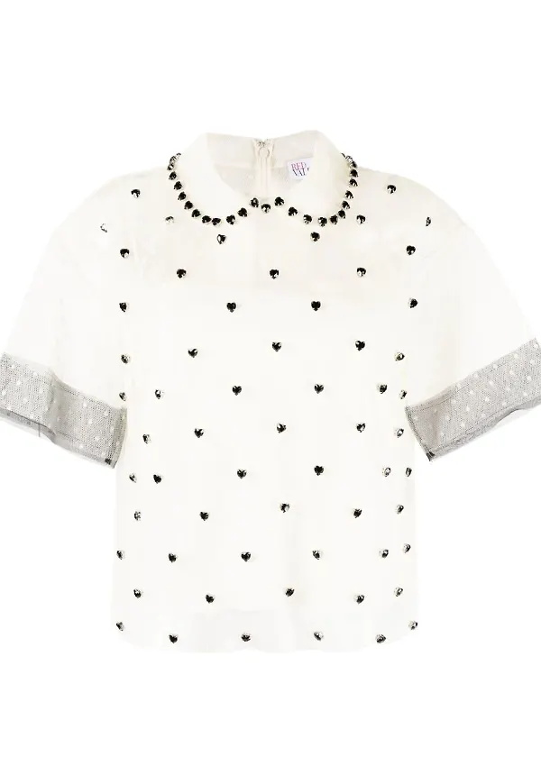 RED Valentino blus med strass - Neutral