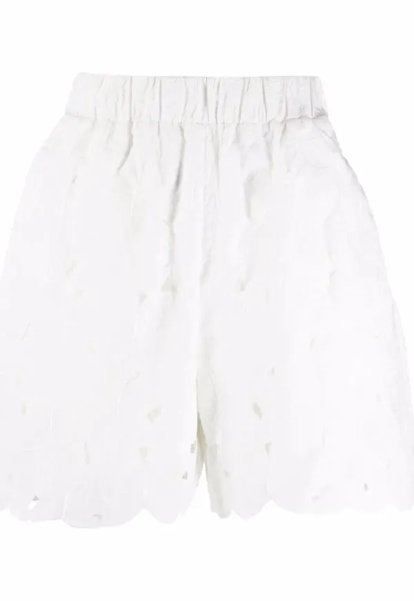 RED Valentino broderade shorts med hög midja - Vit
