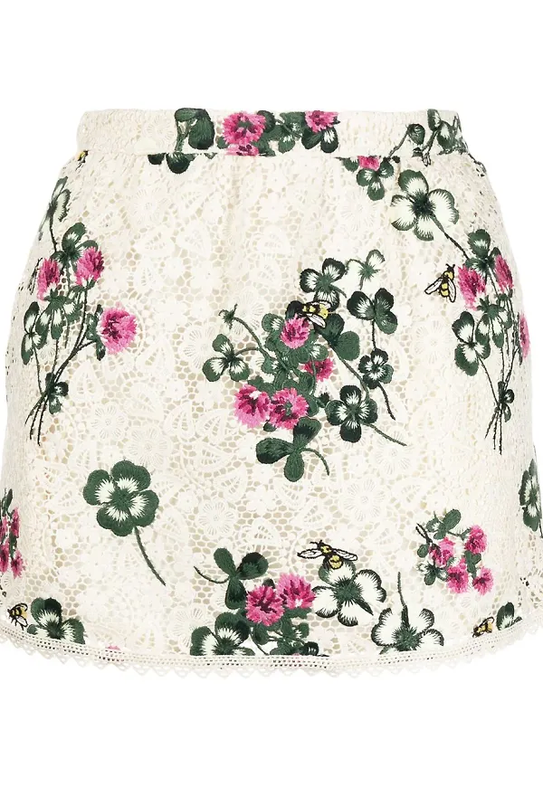 RED Valentino byxkjol med blomsterbrodyr - Neutral