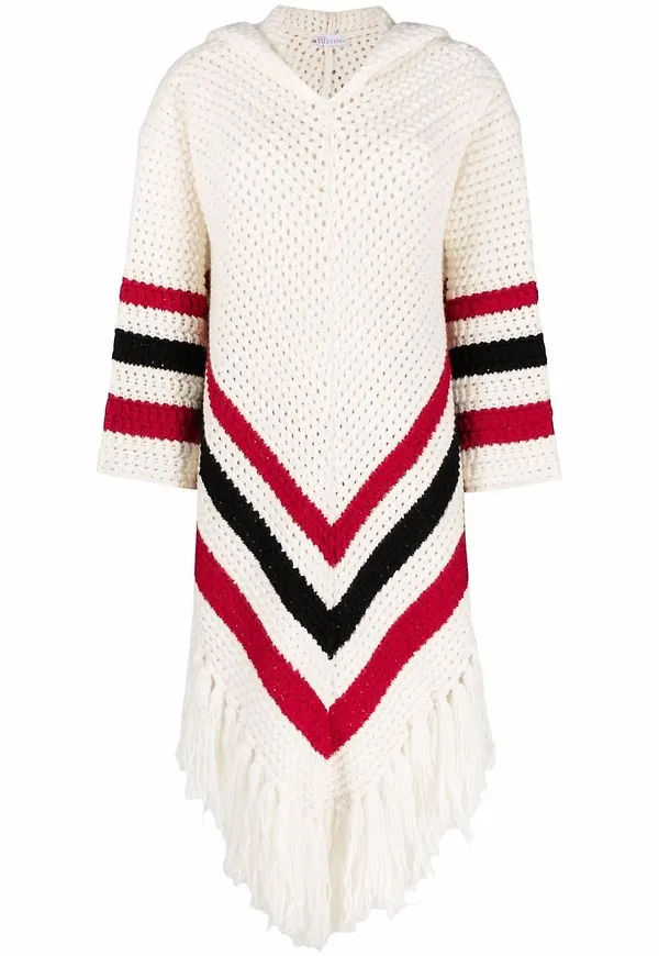 RED Valentino chevronstickad hoodie - Vit