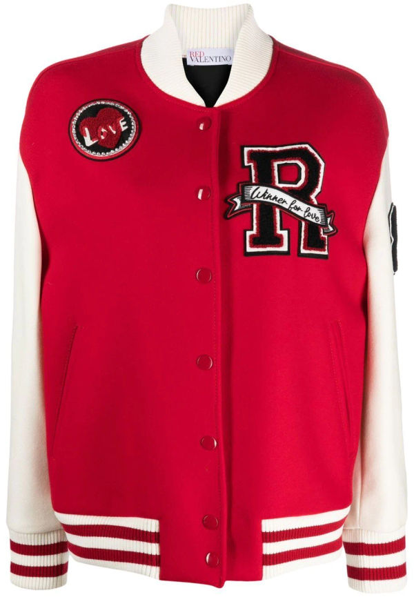 RED Valentino collegejacka med logotypmärke - Röd