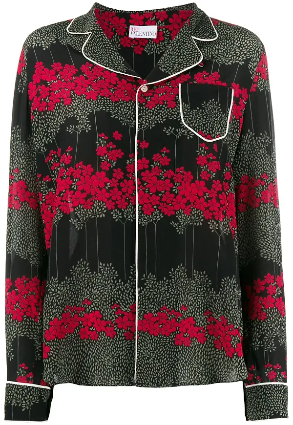 RED Valentino Dreaming Peony skjorta - Svart