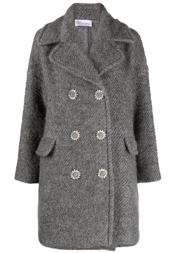 RED Valentino dubbelknäppt kappa med fickor med lock - Grå