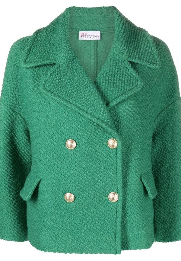 RED Valentino dubbelknäppt kort jacka - Grön