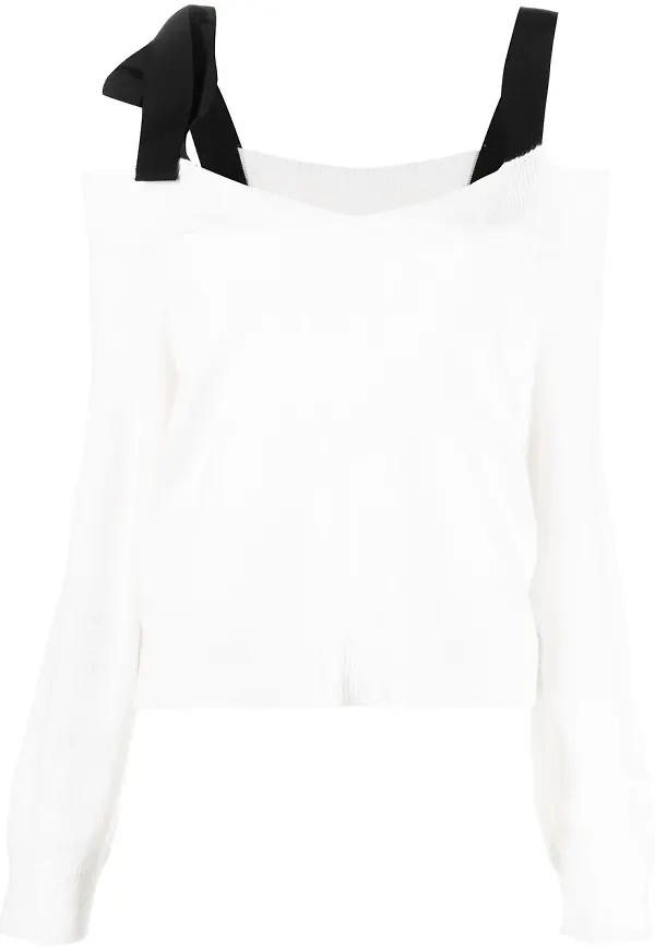 RED Valentino finstickad baraxlad tröja - Vit
