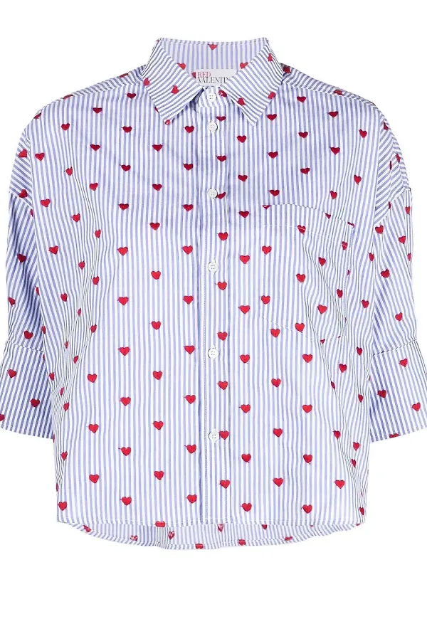 RED Valentino hjärtmönstrad skjorta - Blå