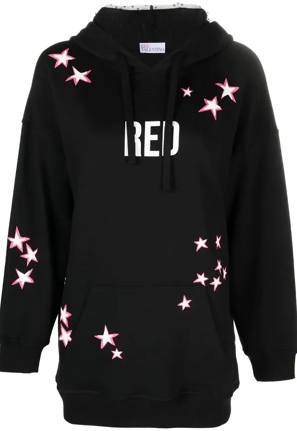 RED Valentino hoodie med stjärntryck - Svart