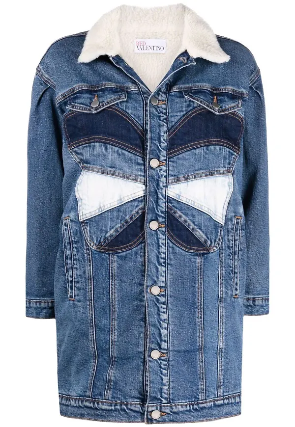 RED Valentino jeansjacka med lappdesign - Blå