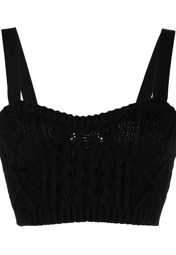RED Valentino kabelstickat croptop - Svart