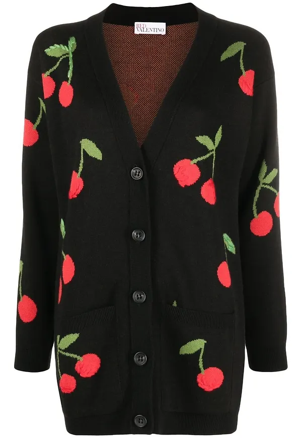 RED Valentino kofta med körsbär - Svart
