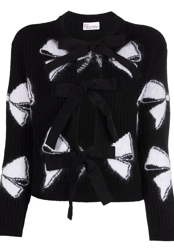 RED Valentino kofta med rosett - Svart