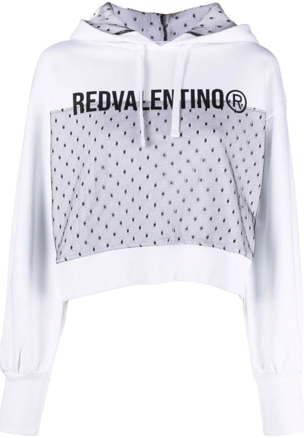 RED Valentino kort hoodie med logotyp - Vit