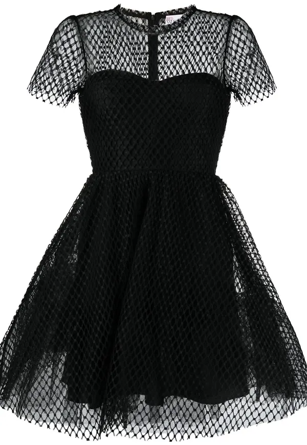 RED Valentino kortärmad miniklänning i mesh - Svart