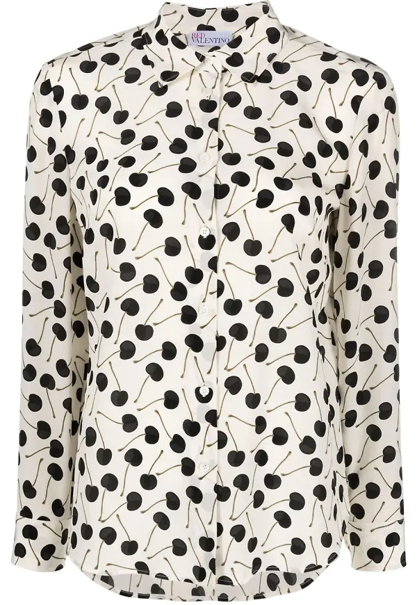 RED Valentino körsbärsmönstrad skjorta - Vit