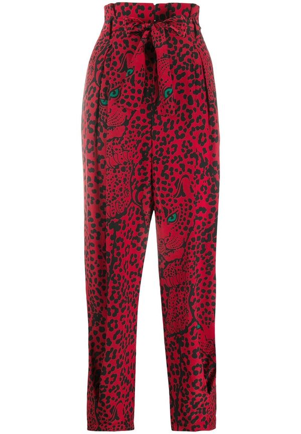RED Valentino leopardmönstrade byxor med hög midja - Svart