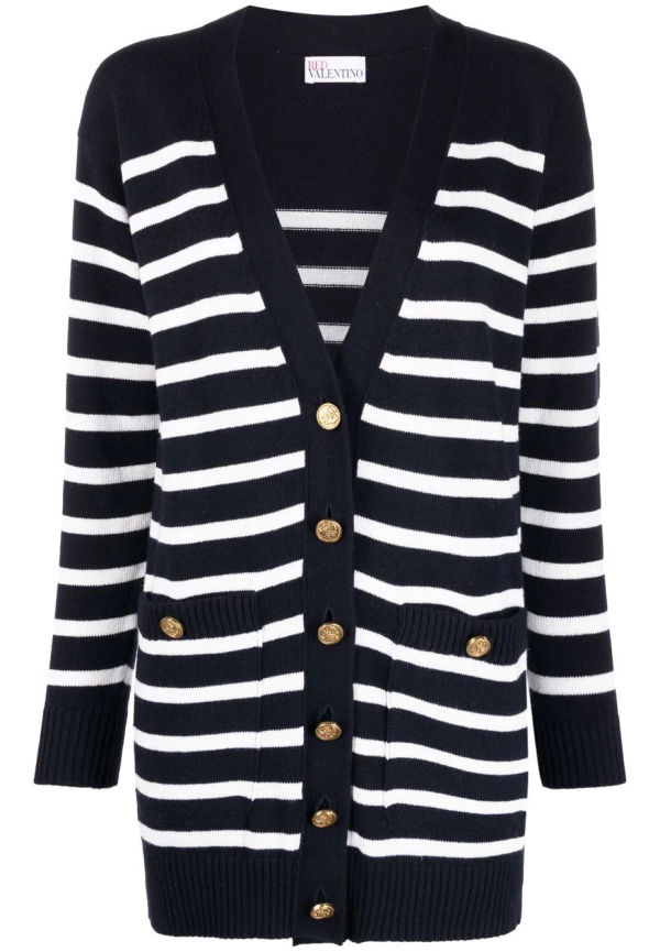 RED Valentino lång randig kofta - Blå