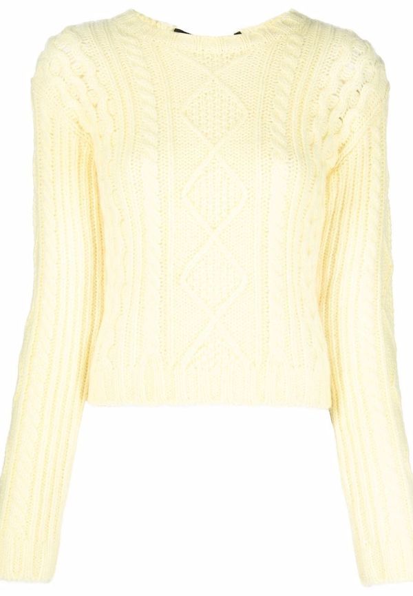 RED Valentino långärmad kabelstickad tröja - Gul