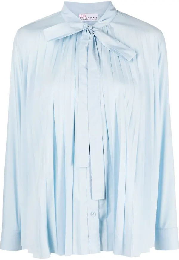 RED Valentino långärmad plisserad blus - Blå
