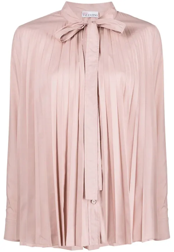 RED Valentino långärmad plisserad blus - Rosa