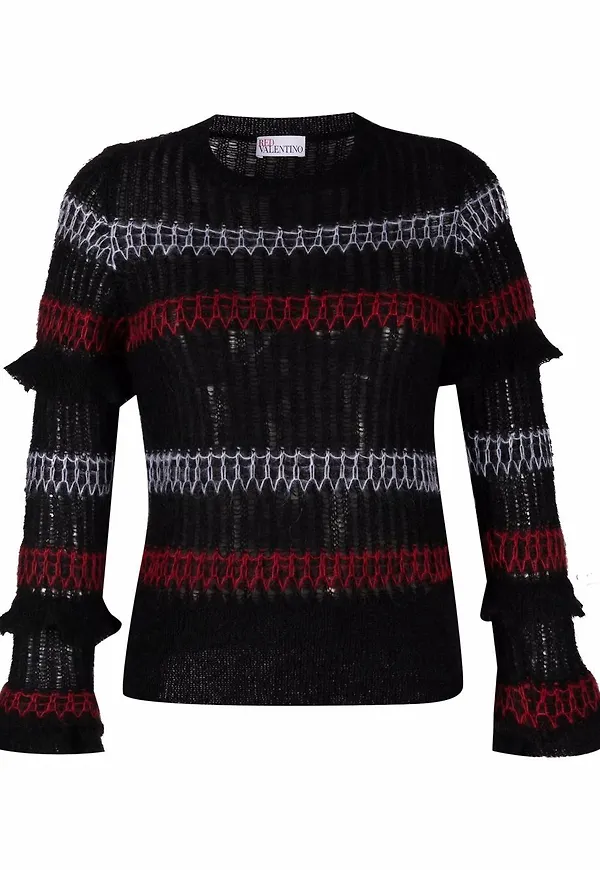 RED Valentino långärmad stickad tröja - Svart