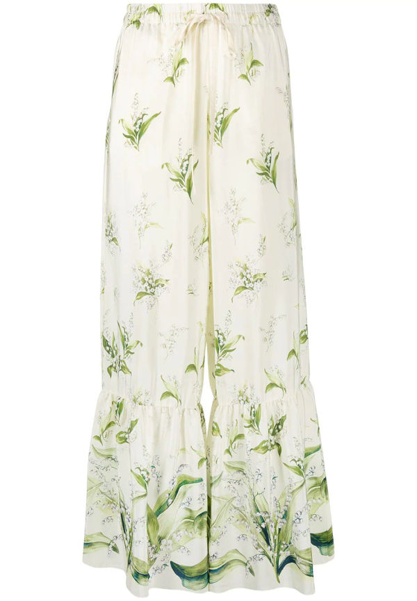 RED Valentino May Lily utsvängda byxor - Grön