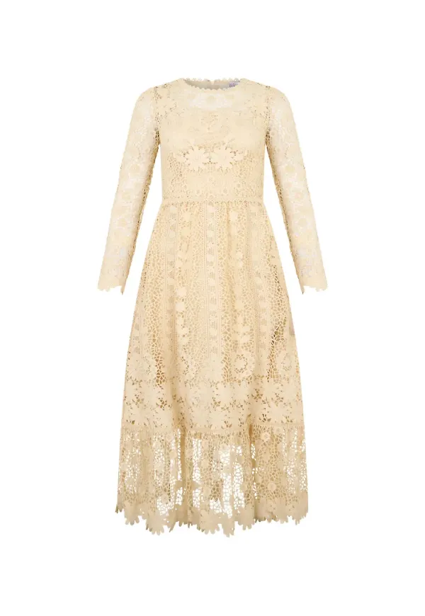 RED Valentino midiklänning i spets - Neutral