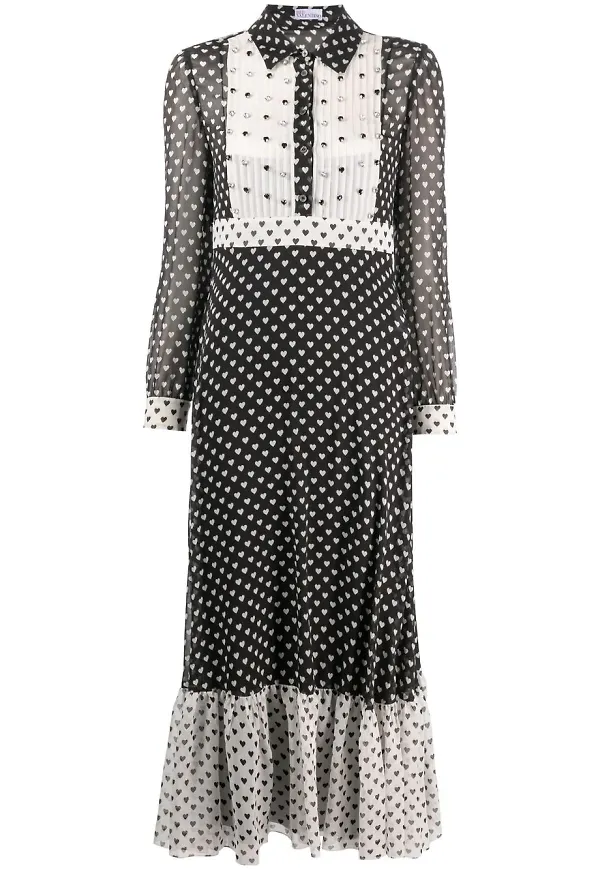 RED Valentino midiklänning med strass - Svart