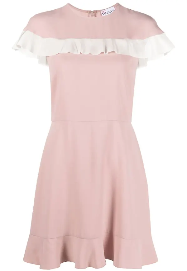 RED Valentino miniklänning med volangkant - Rosa