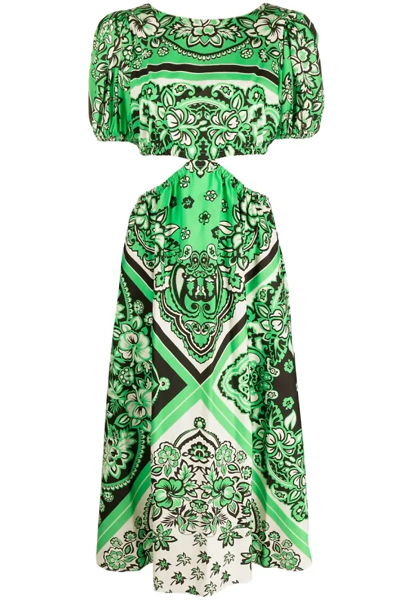 RED Valentino mönstrad klänning - Grön