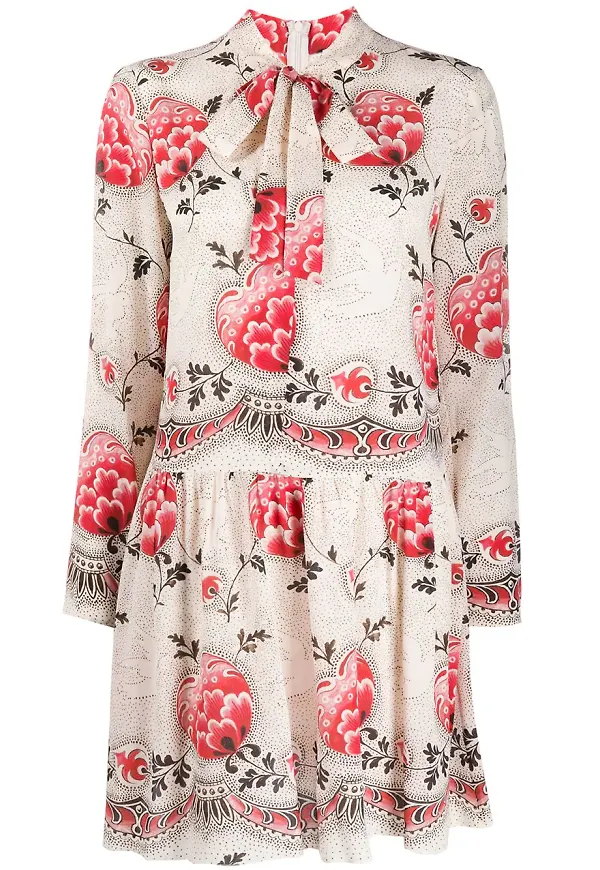 RED Valentino mönstrad knytklänning - Neutral