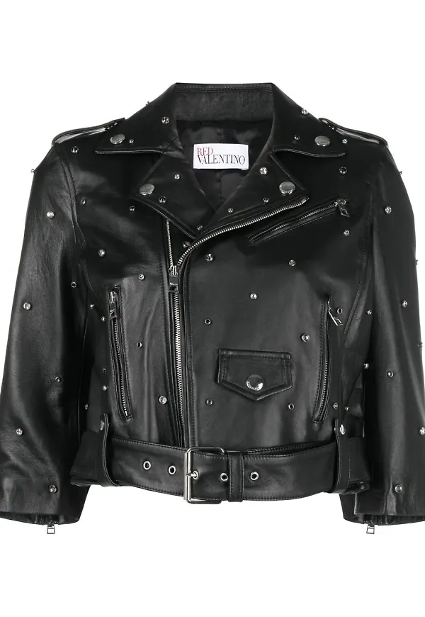 RED Valentino nitprydd skinnjacka - Svart