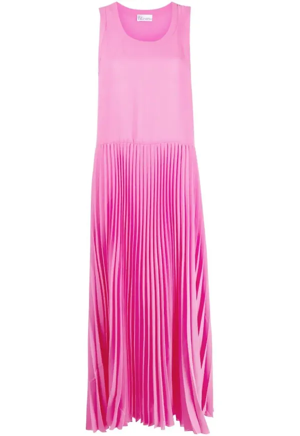 RED Valentino plisserad ärmlös midiklänning - Rosa