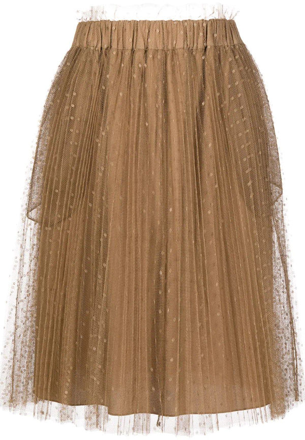 RED Valentino point d'esprit knälång tyllkjol - Brun