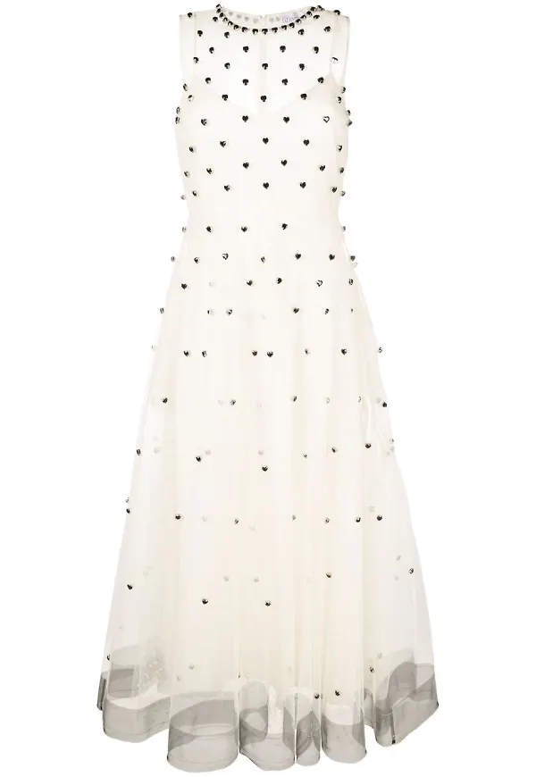 RED Valentino point d'esprit ärmlös klänning - Vit