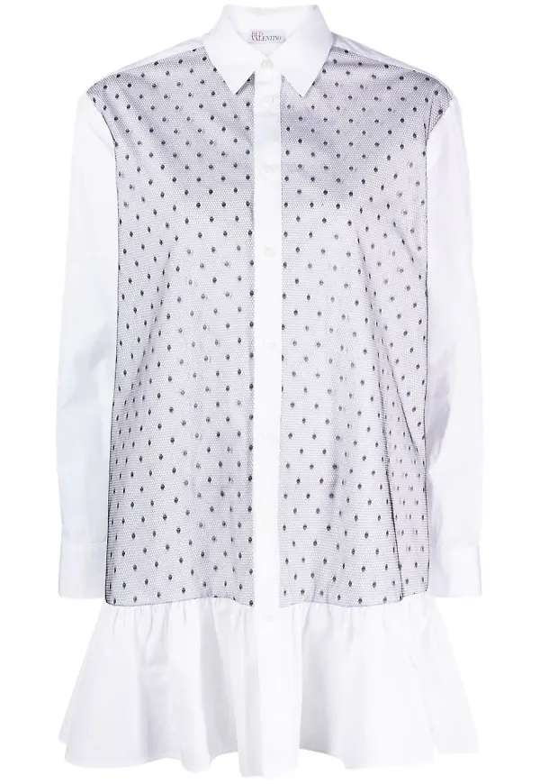RED Valentino prickig skjortklänning - Vit