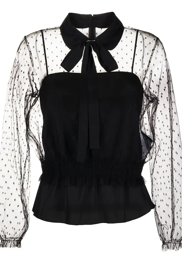 RED Valentino prickig transparent blus - Svart